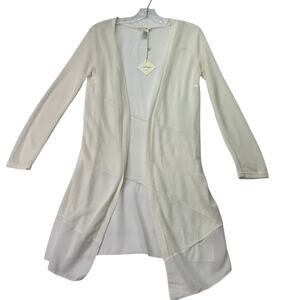 NWT Boutique Shappe Size O/S (F) Cream Tiered Long Sleeve Cotton Long Cardigan